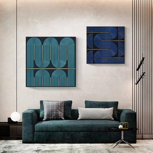 视觉空间艺术美容院墙上装饰画正方形沙发背景墙挂画抽象客厅壁画