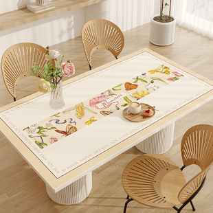 高级感奶油风桌布防水防油免洗防烫简约现代皮革桌垫餐桌垫茶几布