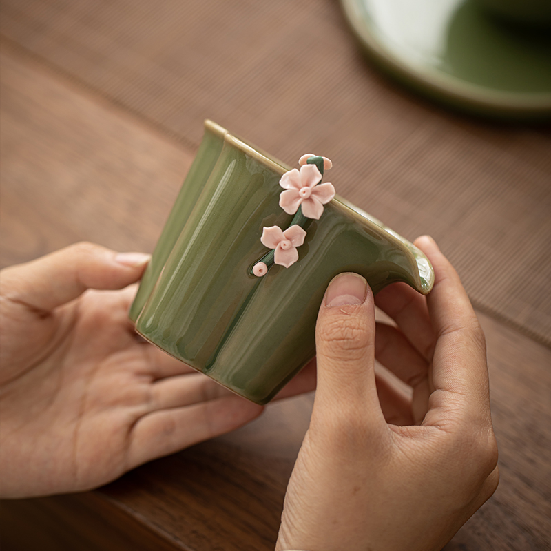 闲暇生活手工复古捏花公道杯家用泡茶分茶器功夫茶具配件匀杯茶海