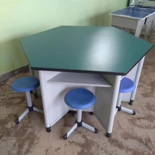 急速发货六边形桌六角电脑桌多边形桌子彩色桌学生桌实验桌铝木板