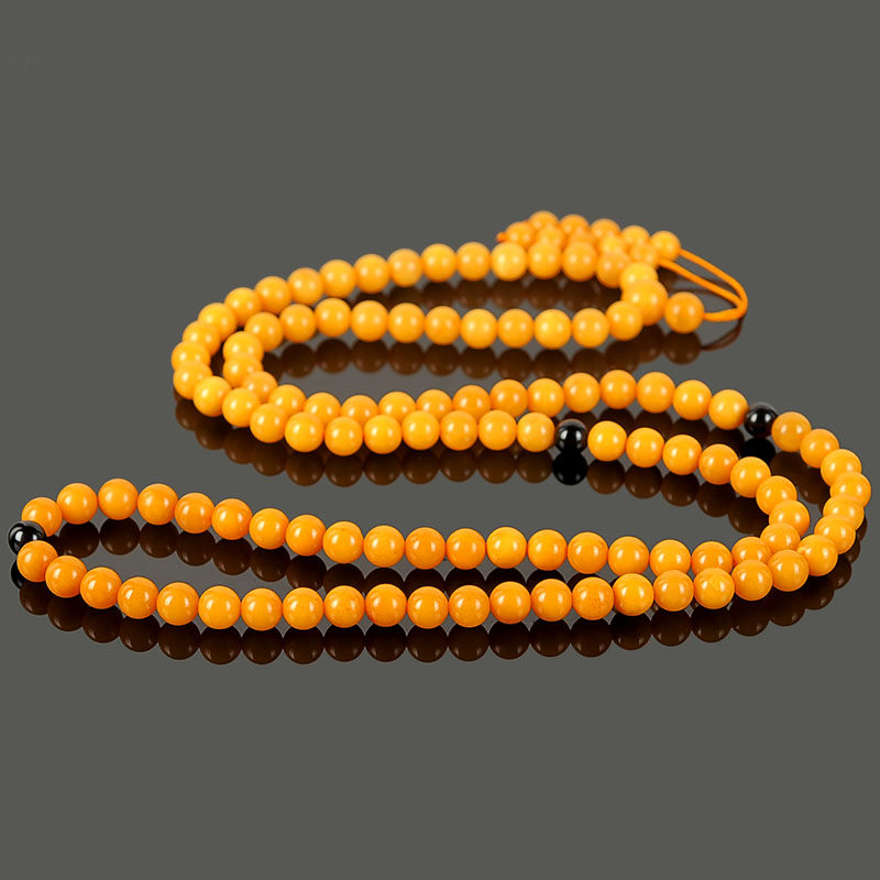 42克 8.5mm【鸡油黄蜜蜡】蜜蜡108颗佛珠