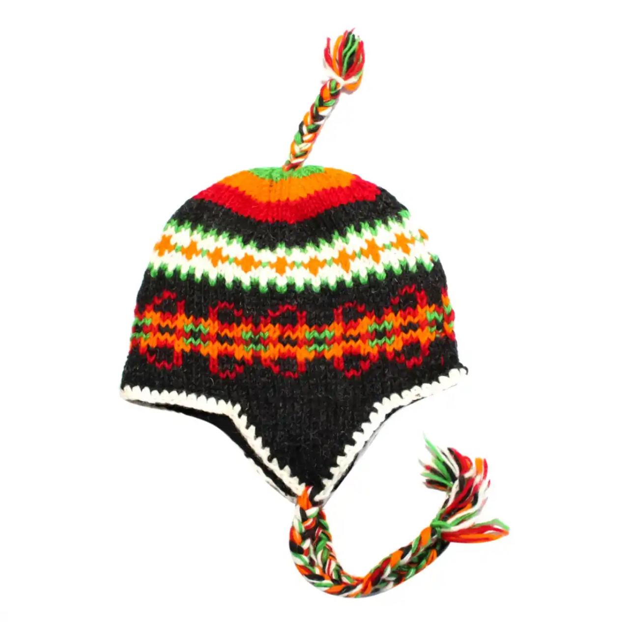 冬季儿童羊毛护耳帽尼泊尔加厚彩虹可爱大童捂耳帽女孩男孩毛线帽