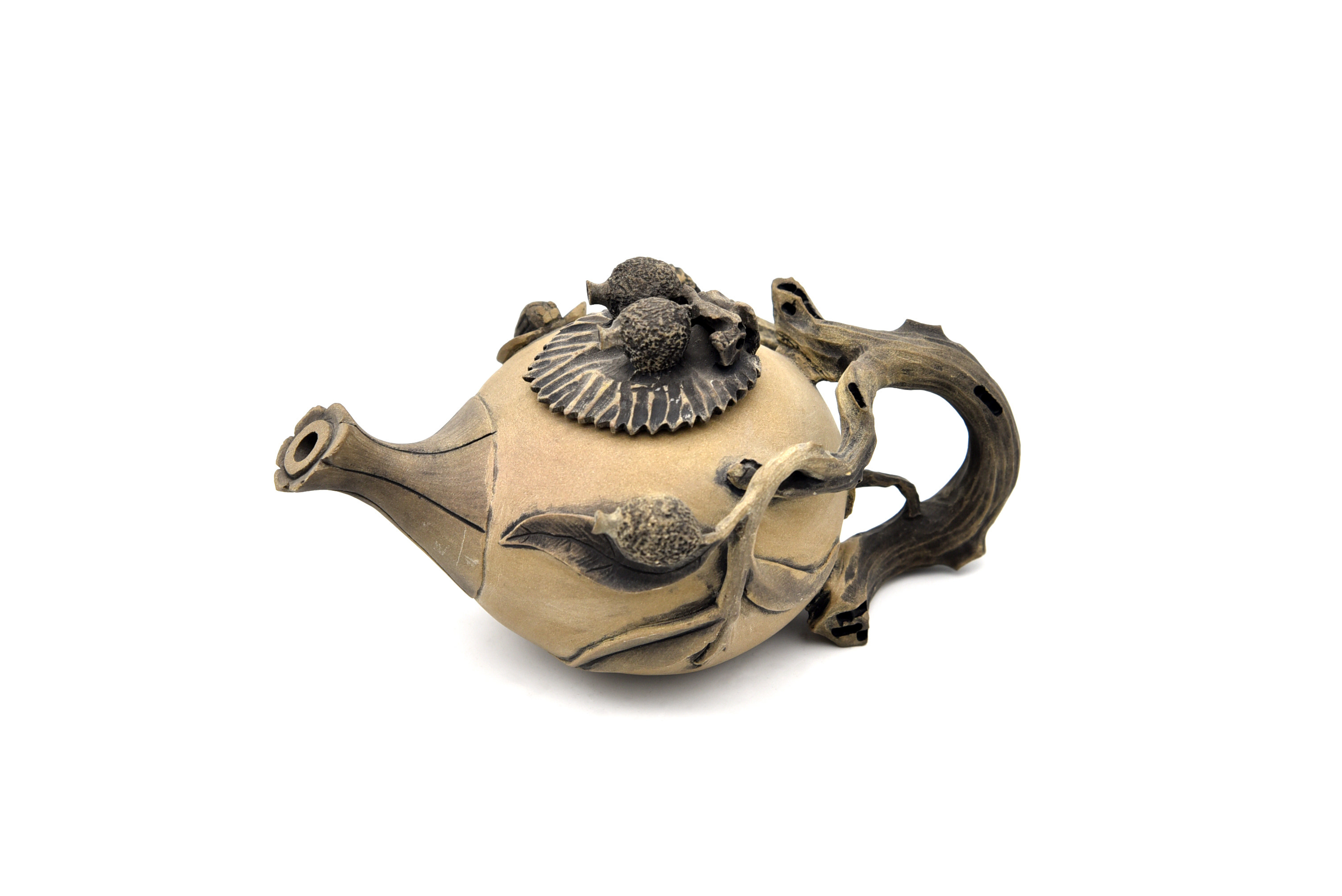 澄泥石雕石榴茶壶