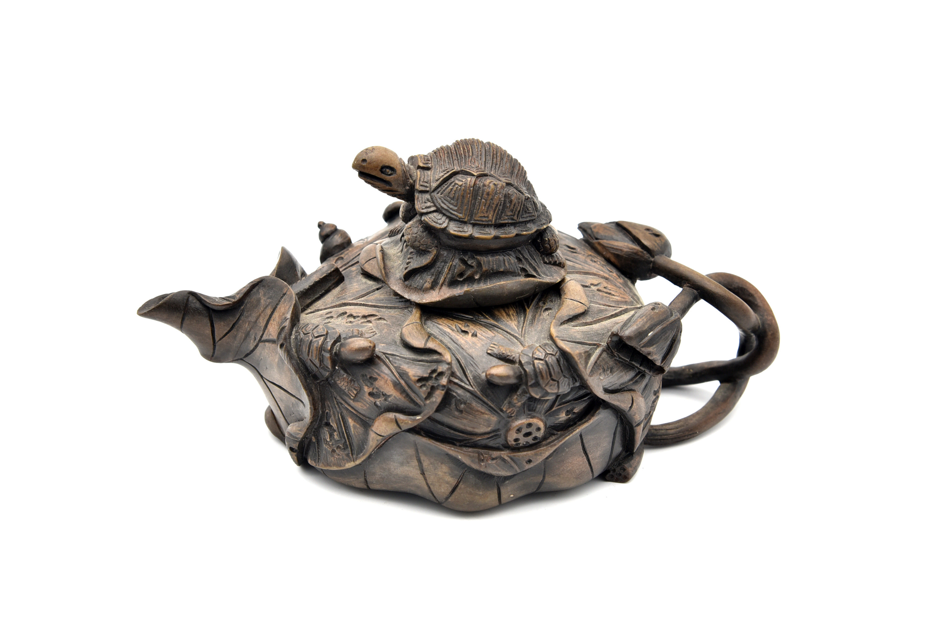 澄泥石雕延年益寿茶壶