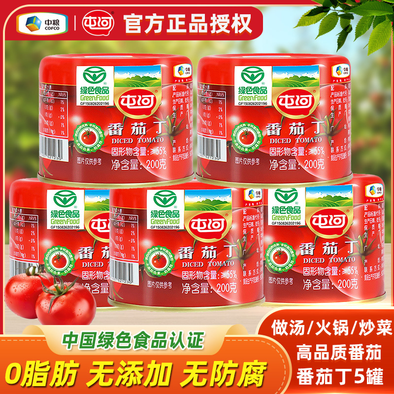 中粮屯河番茄丁200g5罐切西红柿