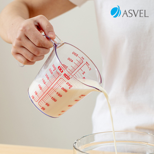 日本asvel量杯带刻度婴儿专用厨房塑料烘焙淘米杯毫升大小打蛋杯