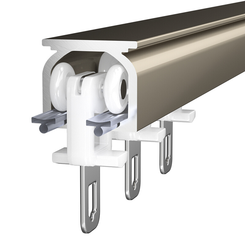 加厚直轨静音窗帘轨道顶装侧装单轨双轨铝合金导轨窗帘杆滑轨滑道