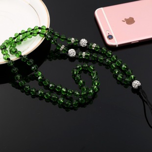 新款水晶挂绳手机壳饰品配件手工串珠打结绳链条手机挂脖挂链