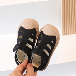 儿童镂空帆布鞋2022新款女童夏季包头运动凉鞋男童鞋防滑小童宝宝