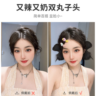 网红蝴蝶结抓夹丸子头古风假发发包脏辫辫子假发汉服女自然仿真发