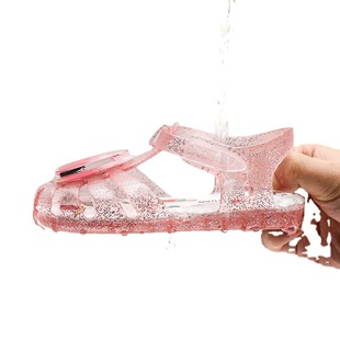 网红馨怡夏季女童塑料水晶鞋女孩小孩包头透明塑胶凉鞋子软儿童果