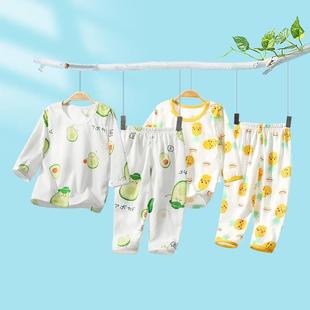 2023宝宝夏季薄款分体短袖空调服男童女童二件套装婴儿儿童睡衣