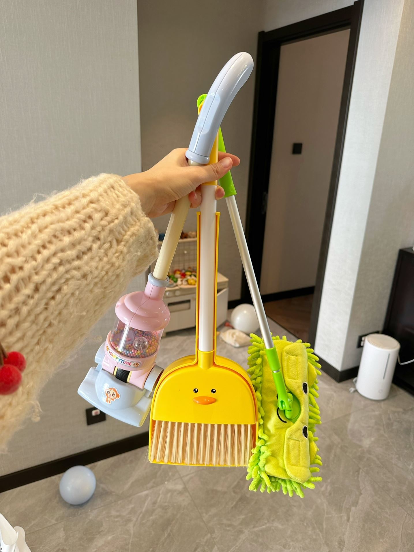 逸捷家居日用蛋黄鸭扫帚儿童拖布簸箕宝宝吸尘器扫把益智玩具套装