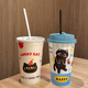 网红小黑猫一次性冷热双用咖啡奶茶纸杯自制饮料带盖杯豆浆水杯