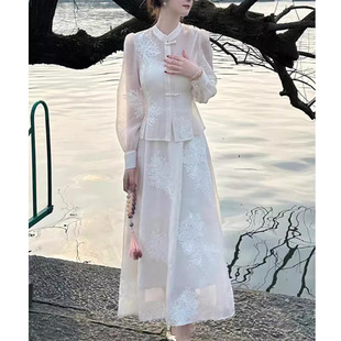 新款新中式国风女春季今年流行漂亮套装裙盘扣上衣两件套时尚套装