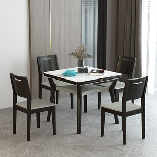 岩板方桌可变圆桌正方形家用小户型折叠餐桌现代简约轻奢桌子两用
