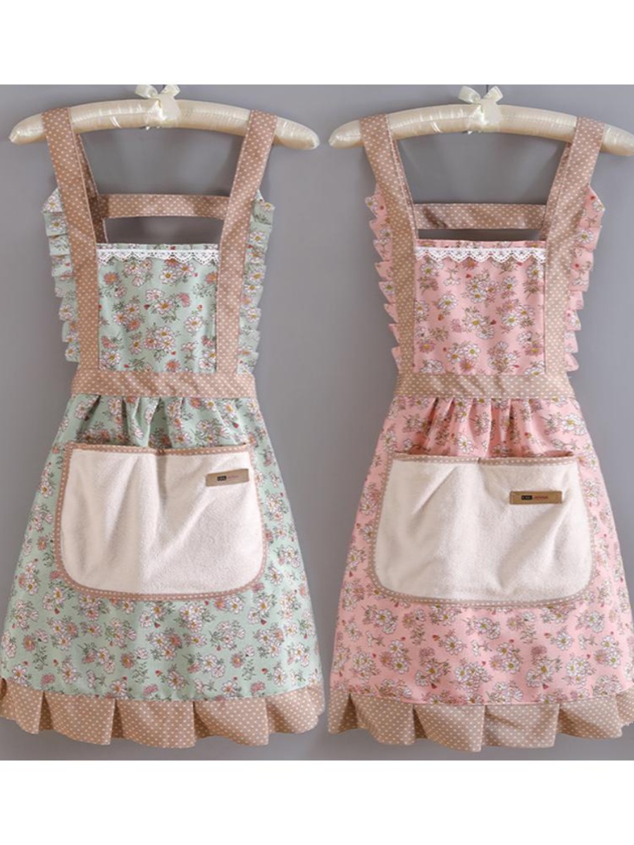 韩版夏季薄款棉布围裙女家用厨房防污透气洋气可爱工作服做饭围腰