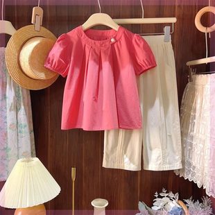 新品巴拉巴拉夏季新款套装儿童女宝法式洋气纯色娃娃衬衫百搭休闲