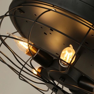 复古工业黑色隐形风扇灯大风力客厅家用美式餐厅带遥控静音吊扇灯