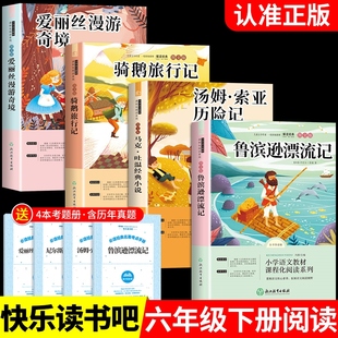 全套4册 鲁滨逊漂流记六年级下册课外书读正版的原著完整版汤姆索亚历险记爱丽丝漫游奇境尼尔斯骑鹅旅行记快乐读书吧6下鲁滨孙