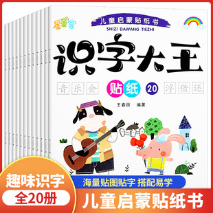 全套20册 识字大王贴纸识字书 幼儿识字书3一4-5-6岁儿童宝宝早教