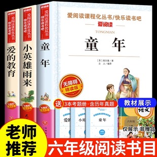 全套3册童年爱的教育小英雄雨来书读正版高尔基原著完整版六年级课外书阅读书籍教师老师小学6上册学期书目经典快乐读书吧G