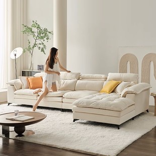 法式奶油风布艺沙发小户型L转角贵妃组合客厅北欧现代简约科技布