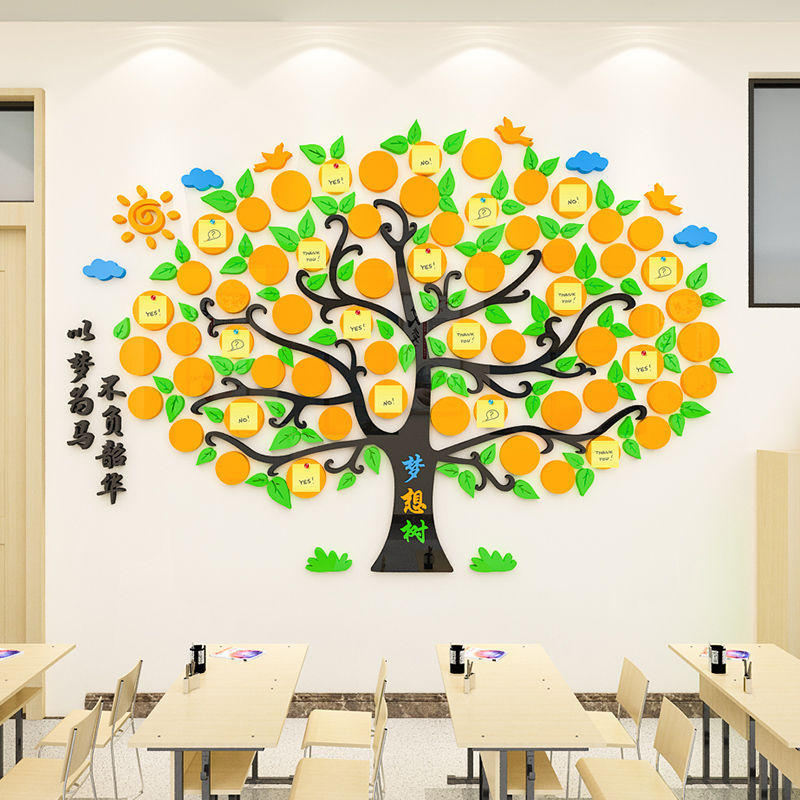 梦想树墙贴班级文化墙面装饰幼儿园教室背景许愿心愿墙布置成长树