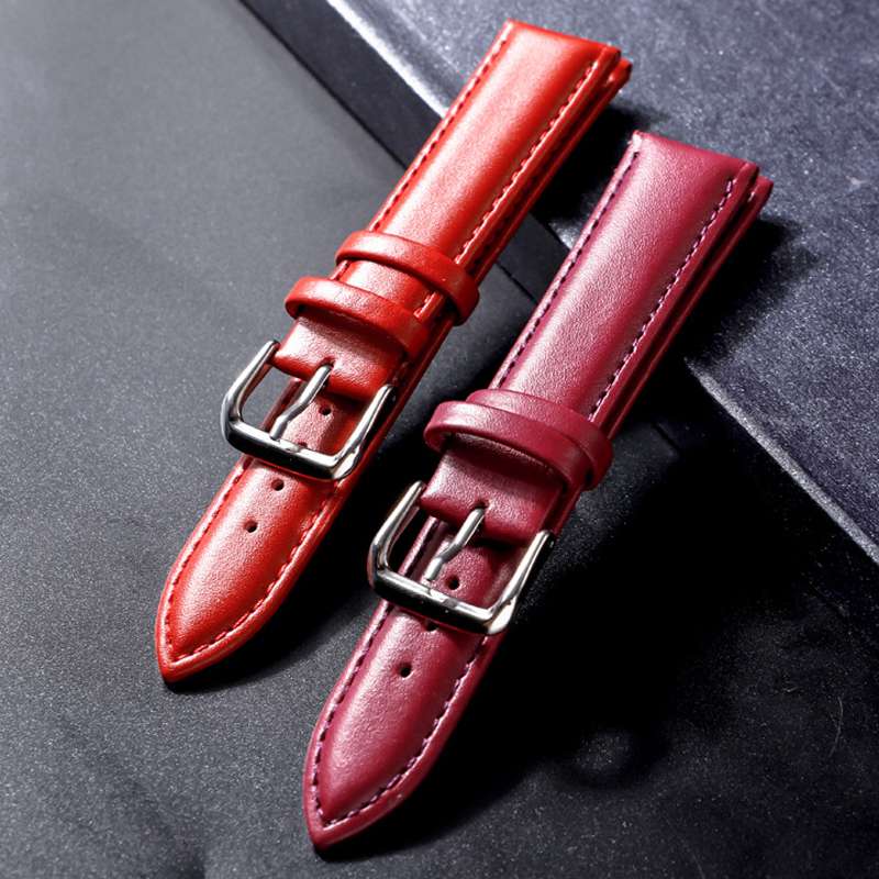 网红New Genuine Leather Watchband Soft Material Watch Band W