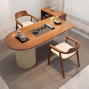 新中式实木茶台茶桌椅组合亚克力阳台现代简约小户型家用泡茶桌