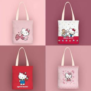 hellokitty手提单肩包女大容量托特包硬挺帆布学生上班通勤百搭