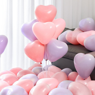 加厚马卡龙心形气球求婚结婚房婚礼生日派对场景布置装饰爱心气球