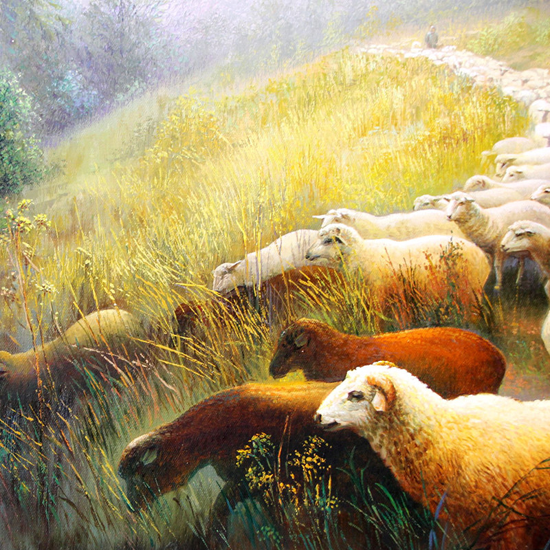 (朝鲜)崔顺浩《放羊》平壤美术大学 小芃画廊