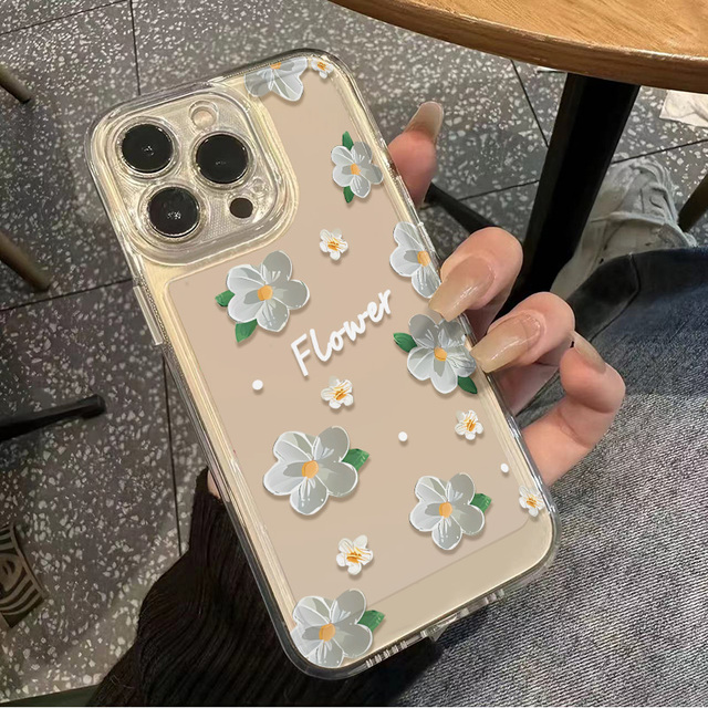 VIVOS30PROMINI艺术白花Reno13透明软ins风iPhone15小众12手机壳16ProMax苹果14创意FINDX8红米TURBO4PRO