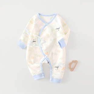 婴儿无骨春秋冬装连体衣新生儿纯棉宝宝衣服爬服哈衣爬行服系带