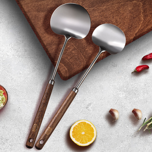 旗匠蘑菇铲真304不锈钢锅铲家用加长炒勺铁铲加厚炒菜勺铁锅专用