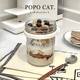 PoPo猫隔夜燕麦杯便携早餐杯带盖勺水果沙拉杯简约ins风外带酸奶