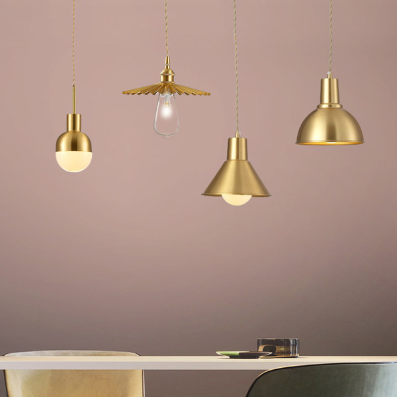 全铜创意北欧复古loft工业风单头餐厅咖啡厅灯酒吧台黄铜艺术灯具