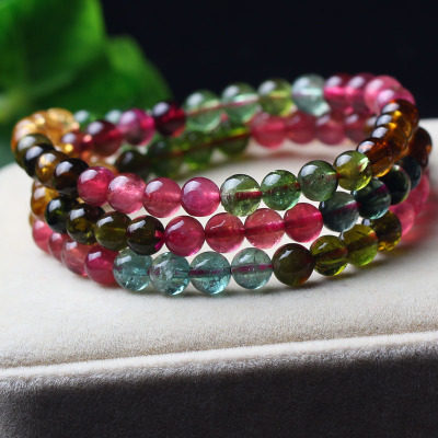 6mm 32.95g 糖果色碧玺多圈手链
