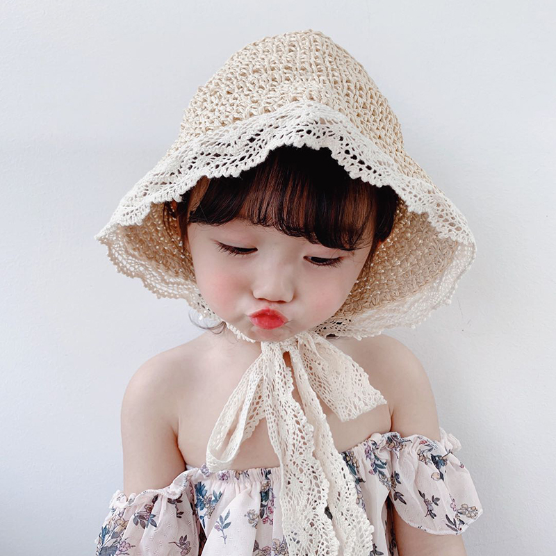 女童宝宝遮阳帽1-3岁2夏季儿童渔夫帽婴儿薄款草帽小公主帽子防晒