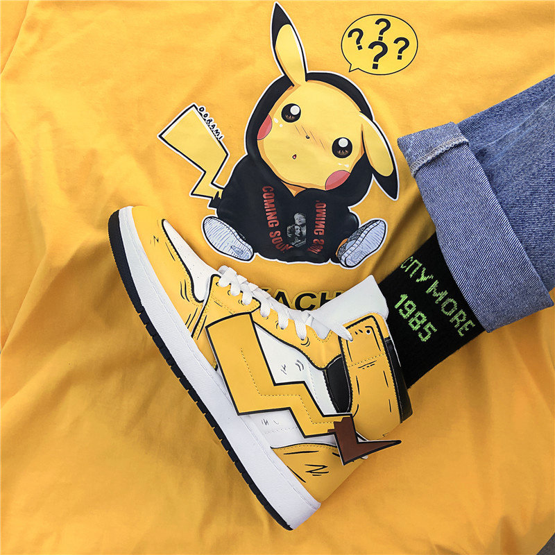 皮卡丘联名空军一号aj1男鞋网红高帮运动篮球秋季增高板鞋ins潮鞋