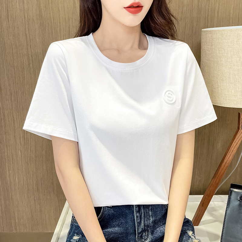 白色短袖t恤女装夏季2021年新款纯色宽松t桖大码体恤半袖黑色上衣