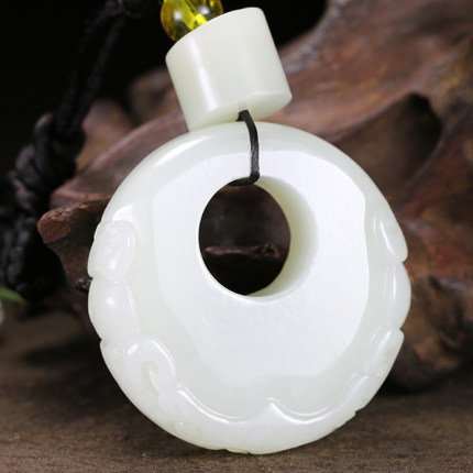 sl063 和田玉白玉如意环 82.46g含绳 收藏首选