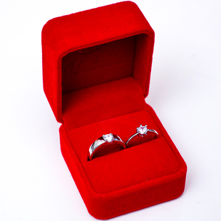 结婚戒指一克拉仿真钻戒男女活口情侣对戒婚礼假戒指道具戒指盒