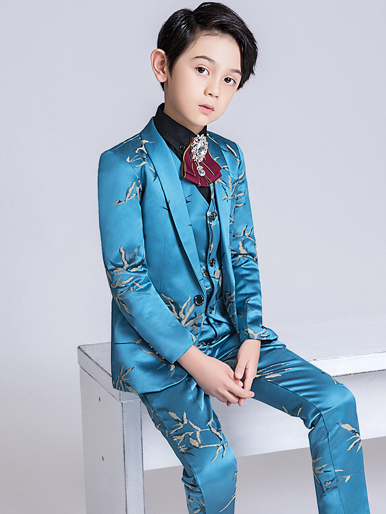 儿童西装套装男童礼服花童演出服中大童走秀时装主持人模特三件套