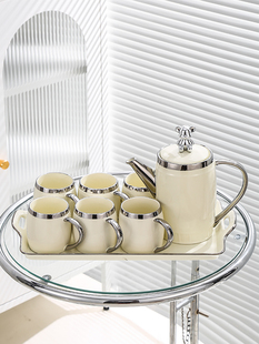 卡其社陶瓷水壶水杯杯子套装家用客厅待客杯具轻奢风高档茶具茶杯