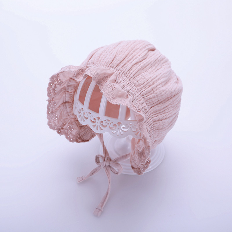 热销婴儿帽子春秋女宝宝 薄款 公主_婴儿帽子春秋女宝宝公主花边帽3-6