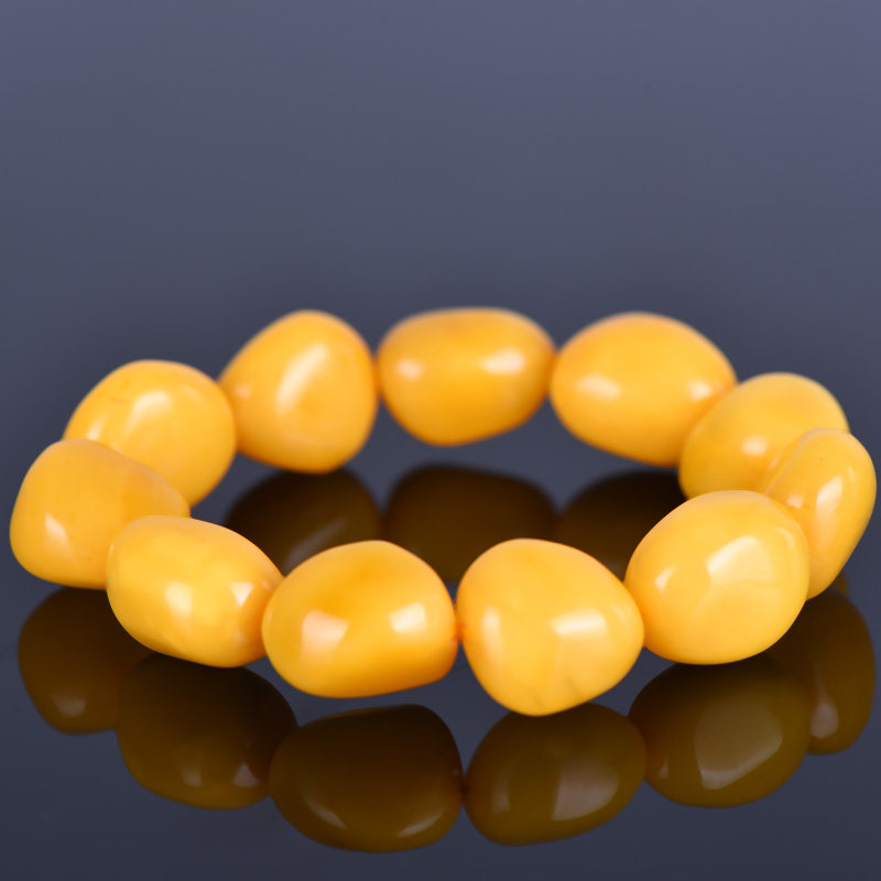 17.84克【颜色极佳】收藏级天然鸡油黄满蜜蜜蜡随形手链 51338