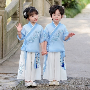 新款马面裙套装女孩夏装短袖汉服唐装学生国风夏季大童古装半身裙