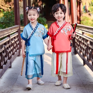 男孩汉服春夏古装唐装学生古风公子少爷服中国风男孩国学演出服装